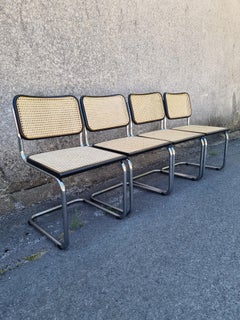 Set of 4 Bauhaus Cesca Chairs Designed by Marcel Breuer, Italy 70s