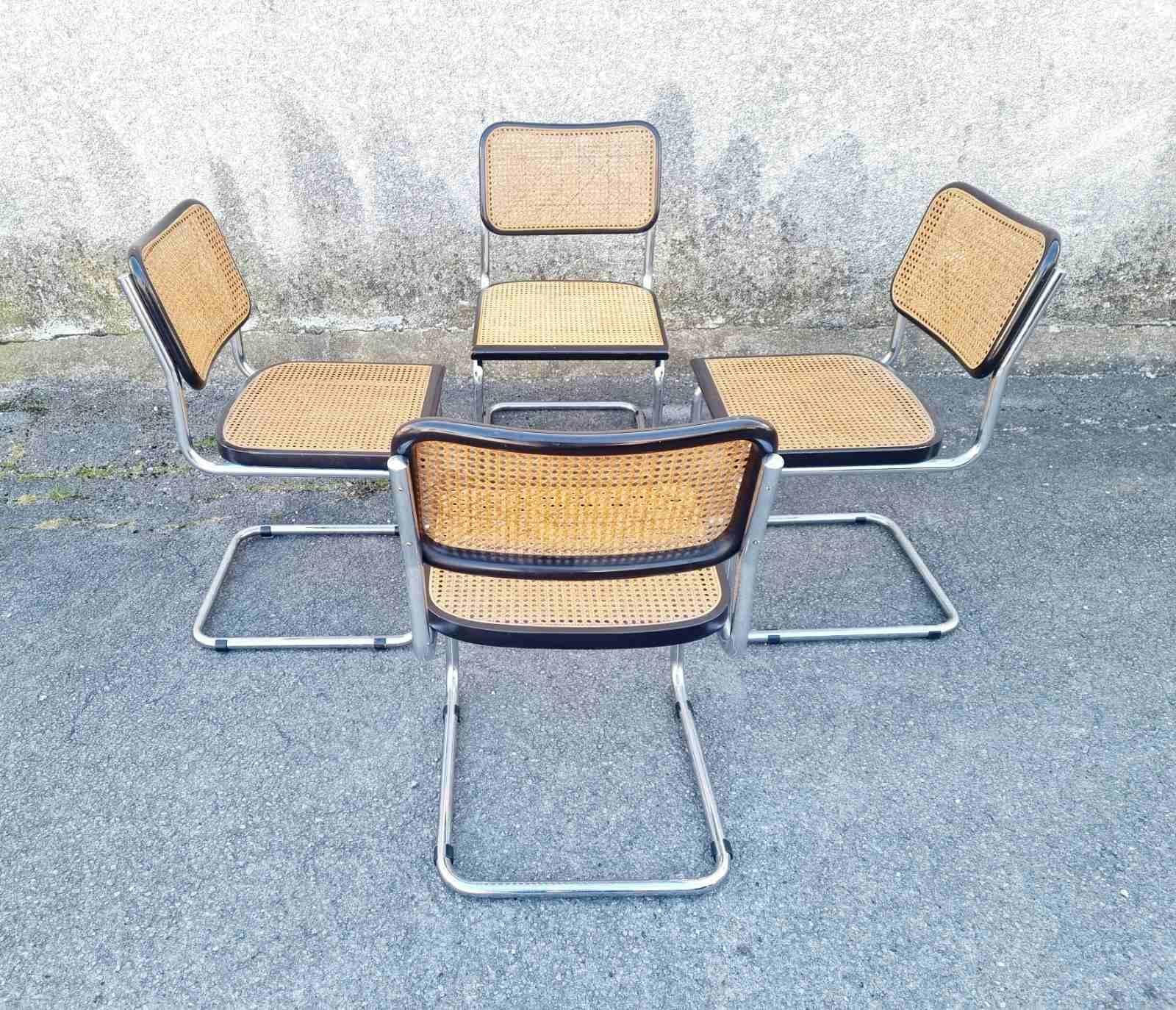 Italiano Set di 4 sedie Bauhaus Cesca Disegnate da Marcel Breuer, Italia anni '70 in vendita