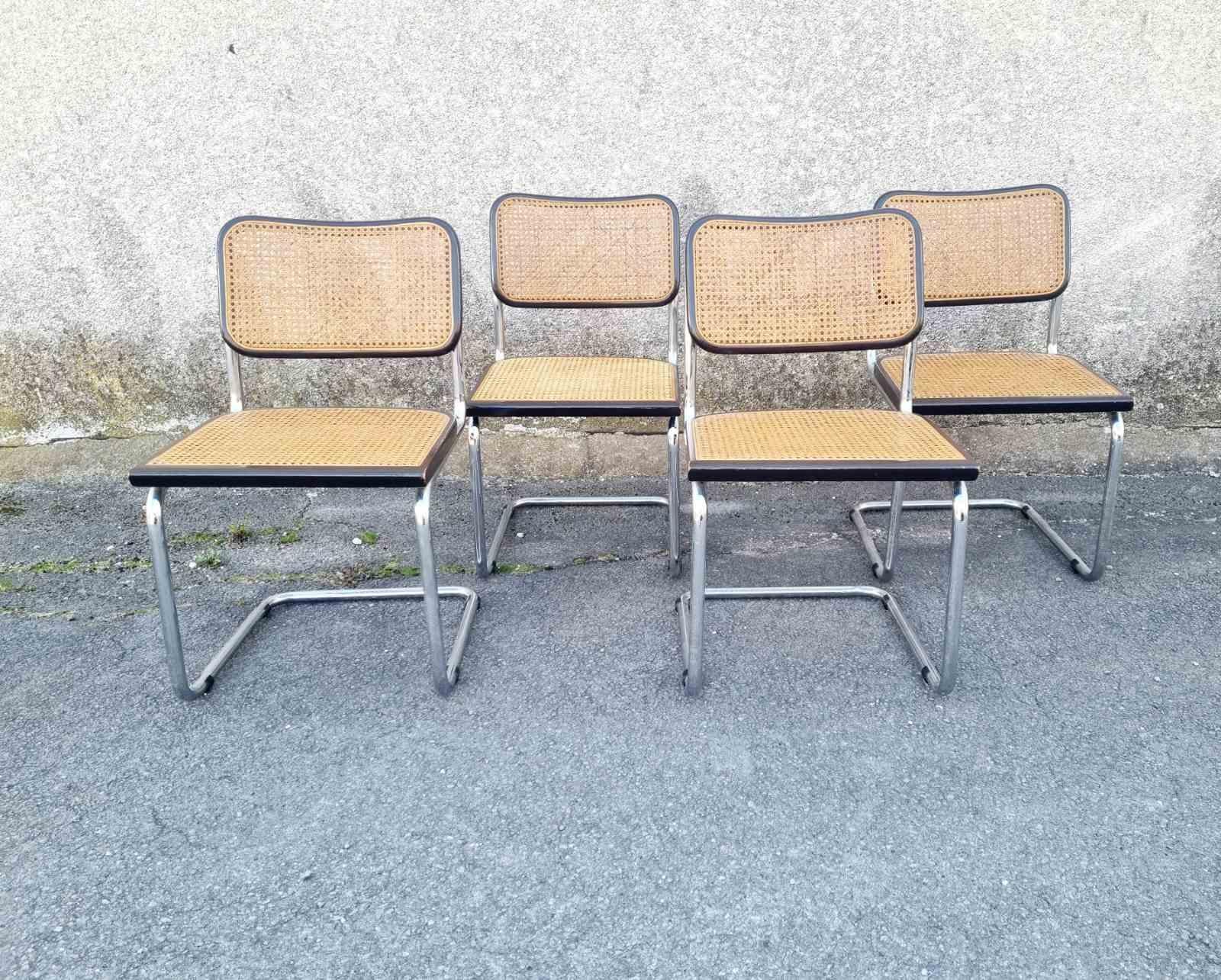 Set di 4 sedie Bauhaus Cesca Disegnate da Marcel Breuer, Italia anni '70 In condizioni buone in vendita a Lucija, SI