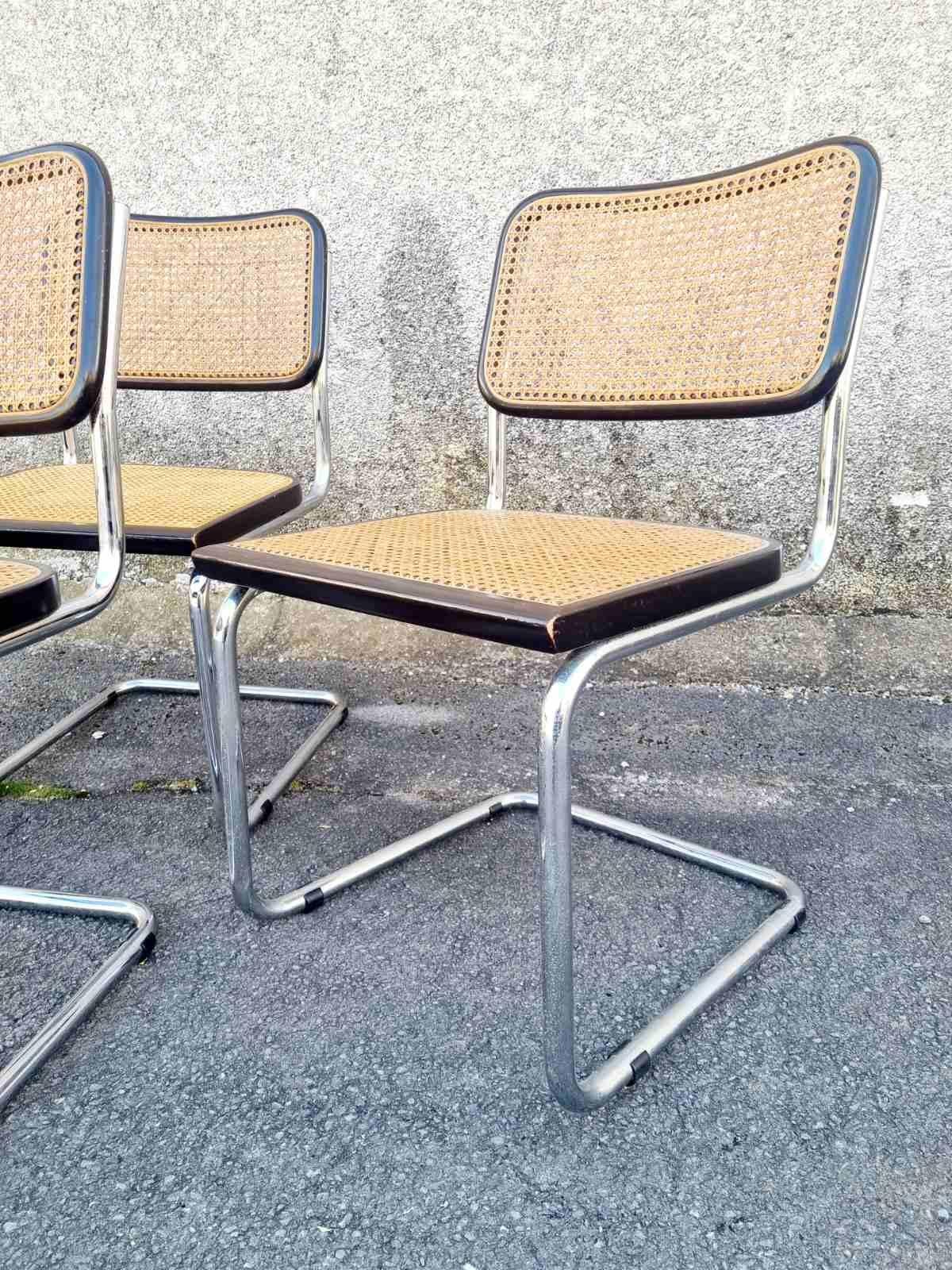 Inizio XX secolo Set di 4 sedie Bauhaus Cesca Disegnate da Marcel Breuer, Italia anni '70 in vendita