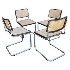 Set of 4 Bauhaus Cesca Chairs Designed by Marcel Breuer, Italy 70s