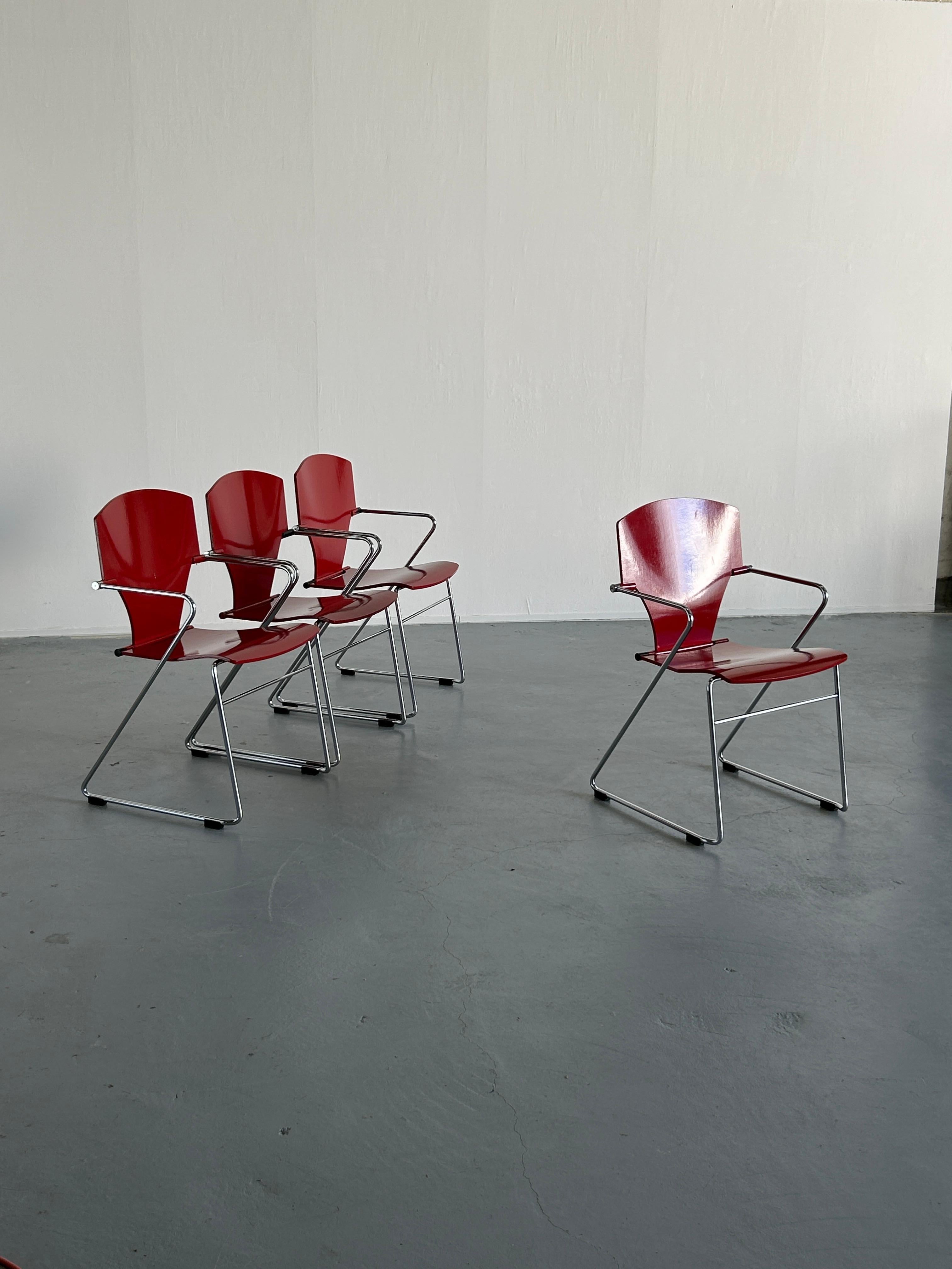 Spanish Set of 4 Bauhaus Design 'Egoa' Stackable Dining Chairs by Josep Mora for STUA For Sale