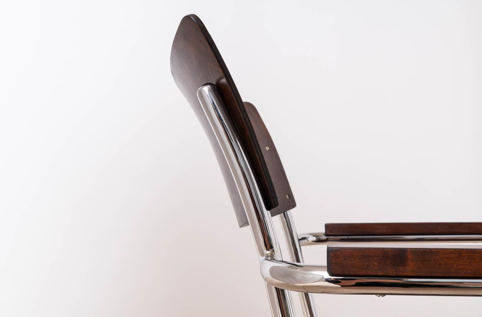 Set of 4 Bauhaus Dining Chairs, designed by Mart Stam, Tubular Steel Base, 1930s For Sale 5