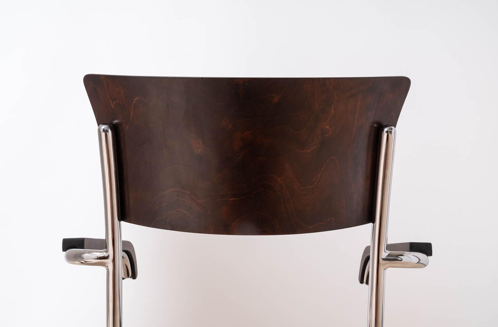 Set of 4 Bauhaus Dining Chairs, designed by Mart Stam, Tubular Steel Base, 1930s For Sale 7