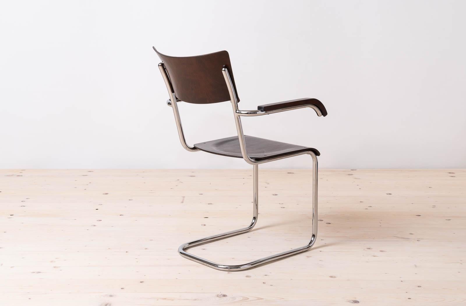Set of 4 Bauhaus Dining Chairs, designed by Mart Stam, Tubular Steel Base, 1930s For Sale 1
