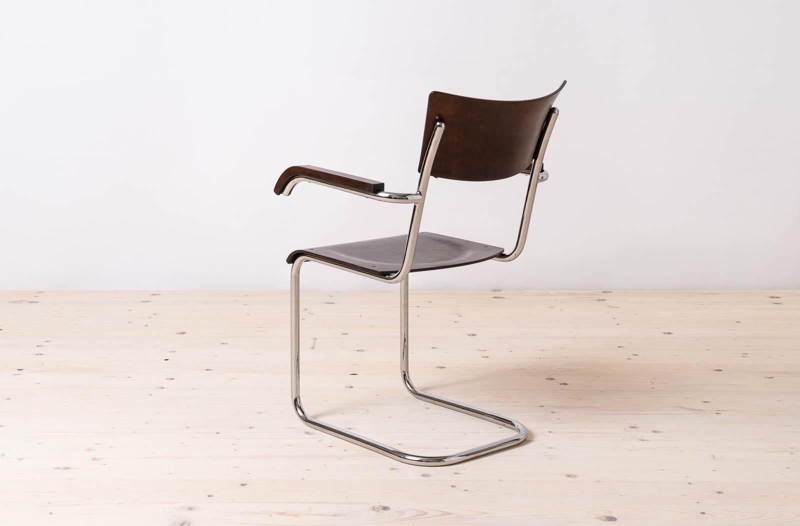 Set of 4 Bauhaus Dining Chairs, designed by Mart Stam, Tubular Steel Base, 1930s For Sale 3