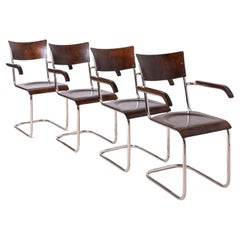 Set di 4 sedie da pranzo Bauhaus, disegnate da Mart Stam, base in acciaio tubolare, anni '30