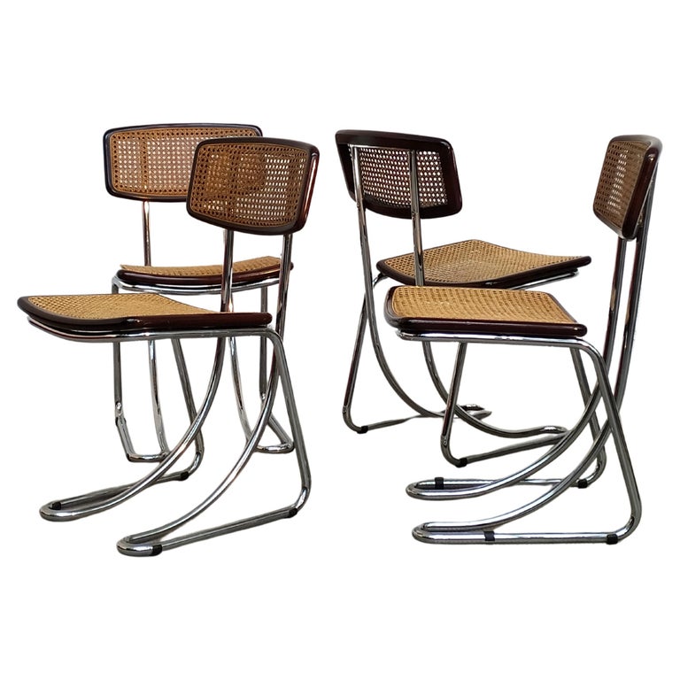 Set of 4 Bauhaus Dining Chairs in the Style of Marcel Breuer, 1970s For