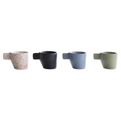 Set Of 4 Bauhaus Mini Espresso Cups in Glazed Stoneware by Muscellaneous