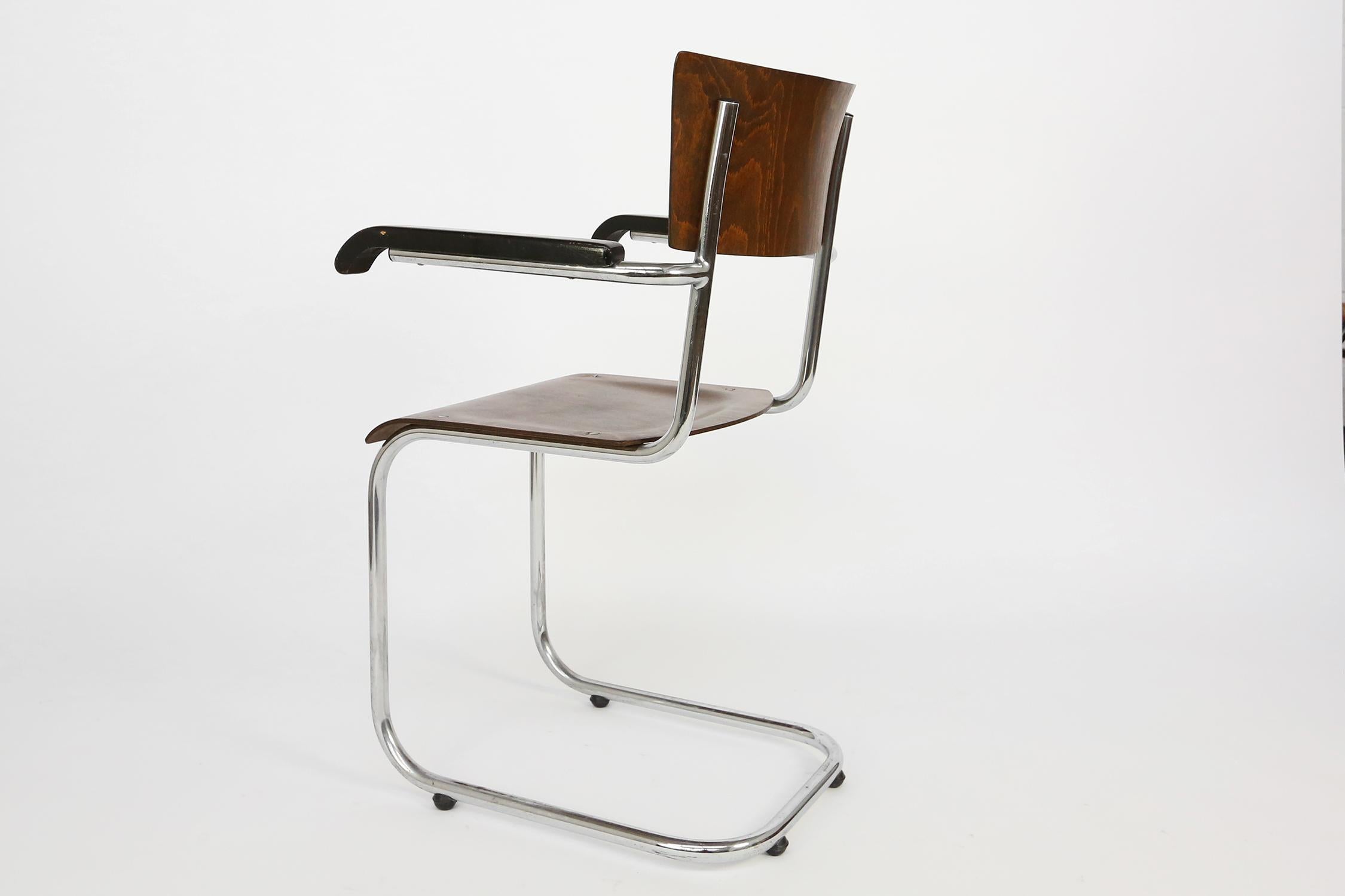 Early 20th Century Set of 4 Bauhaus S43 Armchairs by Mart Stam for Thonet, 1930s For Sale