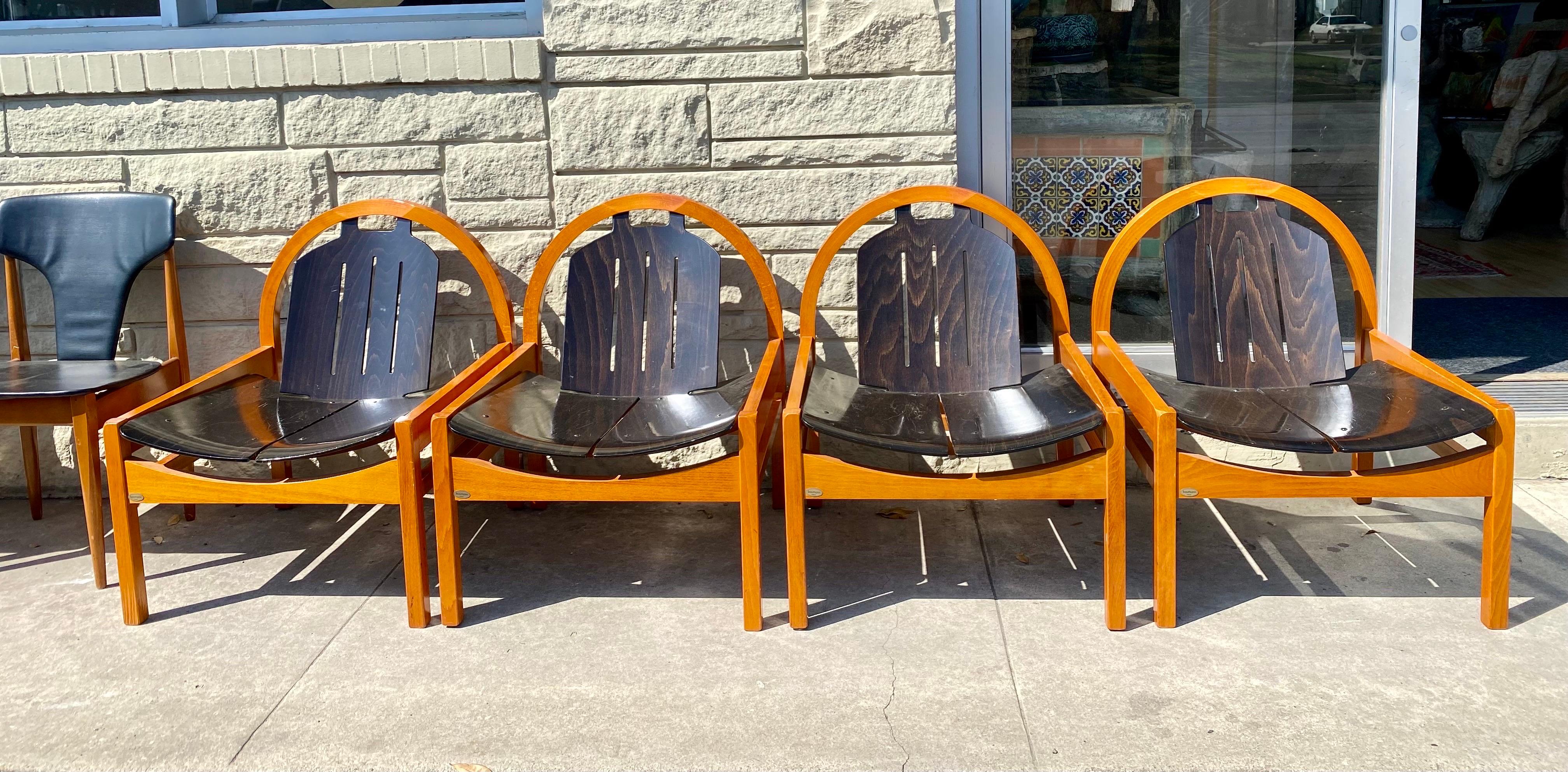 Fin du 20e siècle Ensemble de 4 chaises longues Baumann « Argos », France, vers 1980 en vente