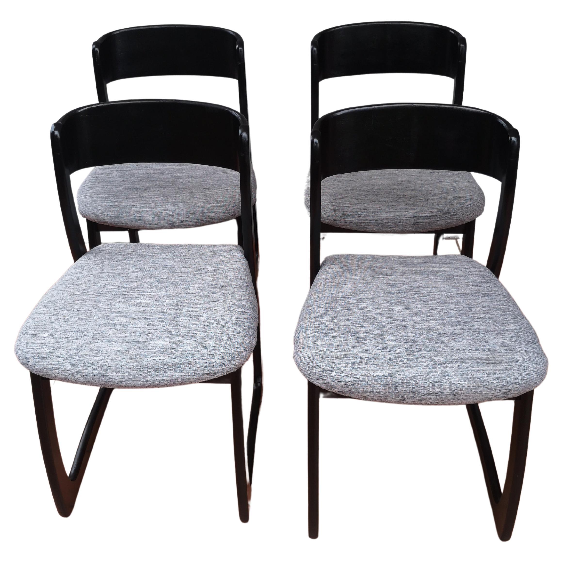 Set di 4 sedie a slitta in stile Baumann 1970 in vendita