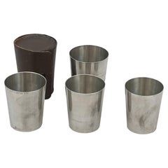Juego De 4 Vasos En Estuche De Cuero