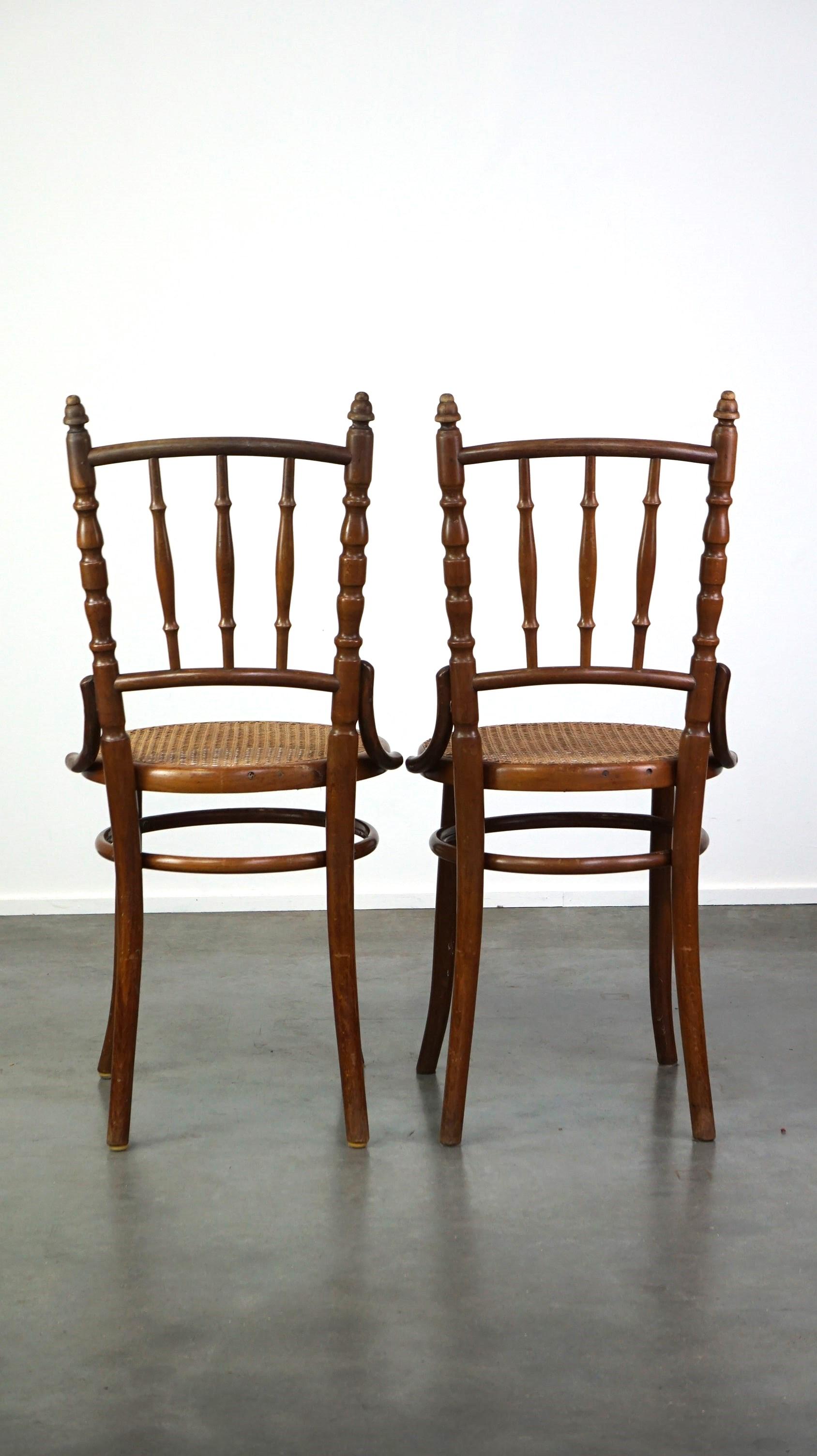 Set of 4 beautiful and atmospheric vintage Thonet design bistro chairs For Sale 10