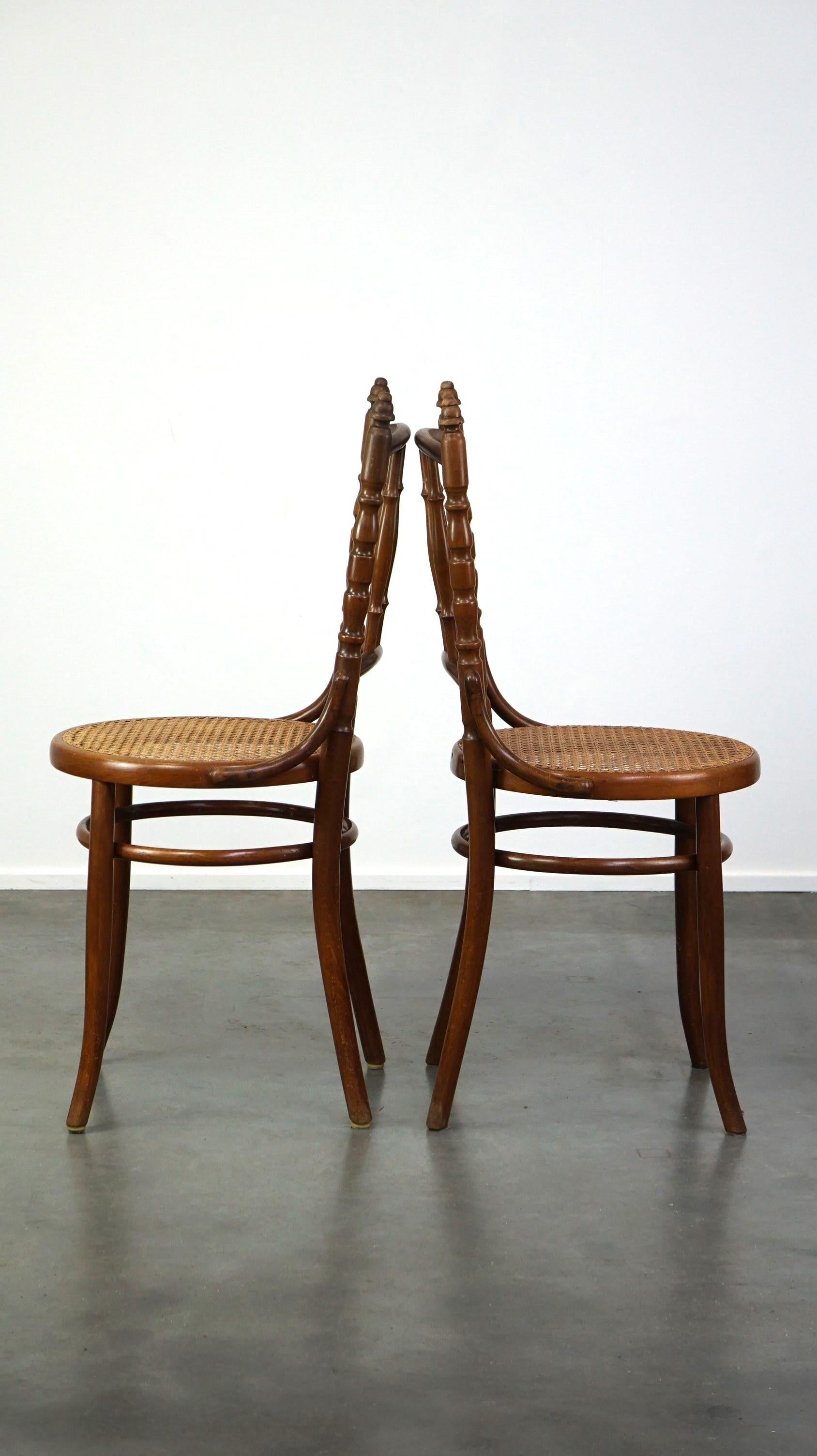 Set of 4 beautiful and atmospheric vintage Thonet design bistro chairs For Sale 11