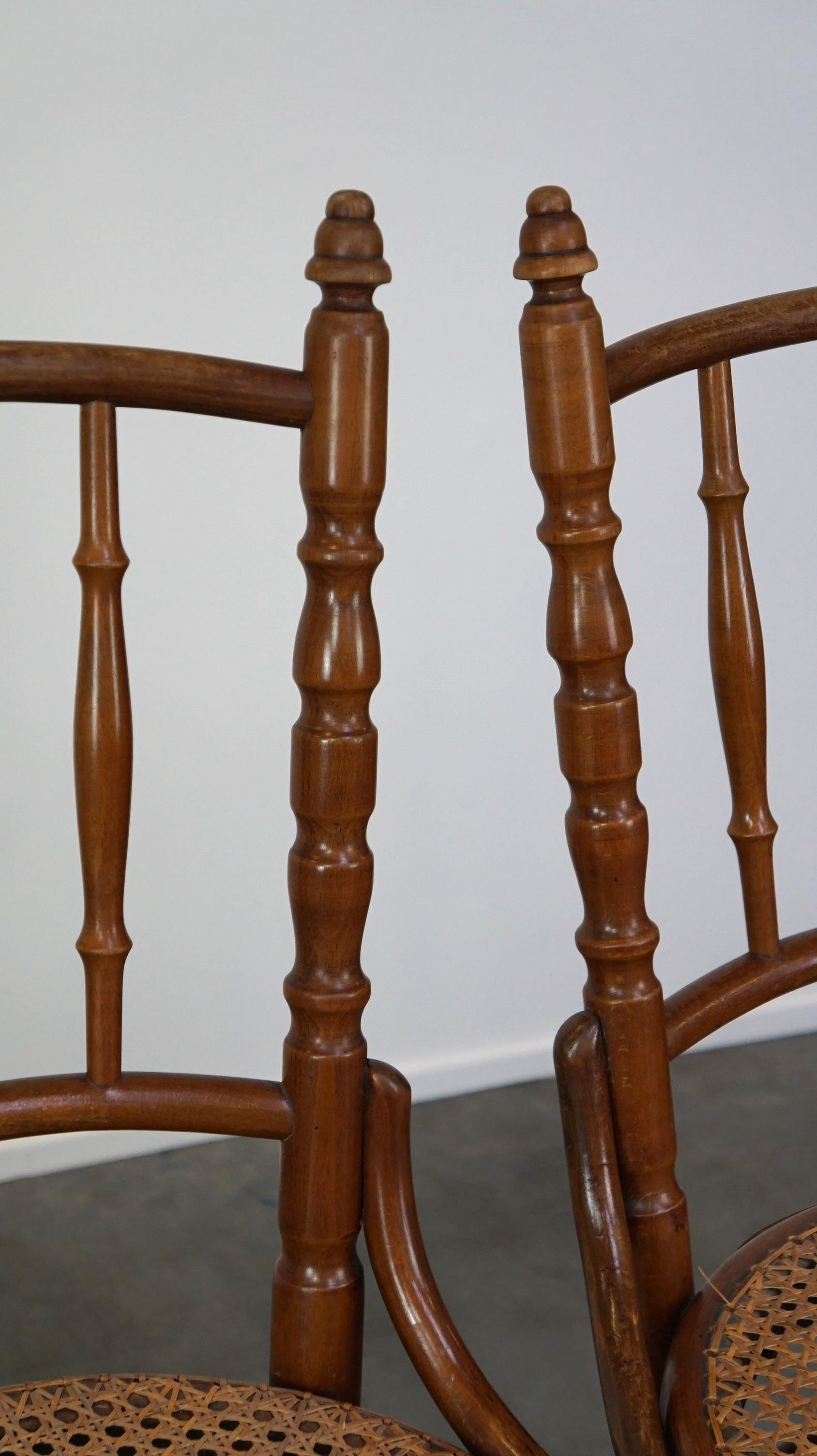 Hand-Crafted Set of 4 beautiful and atmospheric vintage Thonet design bistro chairs For Sale