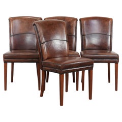 Set of 4 beautiful sheepskin dining chairs with character