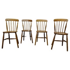 Set of 4 Beech and Elm Seated Stick Back Kitchen Dining Chairs