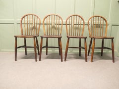 Set of 4 Beech & Elm Hoop Back Windsor Kitchen Dining Chairs
