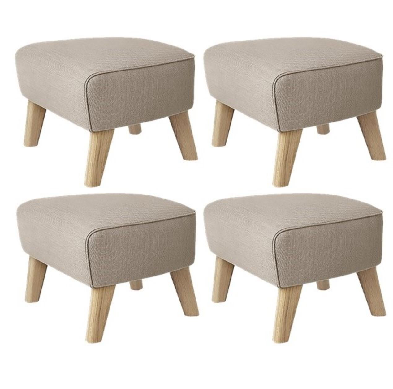 Set of 4 beige and natural oak Sahco Zero Footstool by Lassen
Dimensions: W 56 x D 58 x H 40 cm 
Materials: Textile
Also available: other colors available.

The My Own Chair Footstool has been designed in the same spirit as Flemming Lassen’s