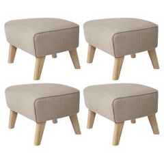 Set of 4 Beige and Natural Oak Sahco Zero Footstool by Lassen