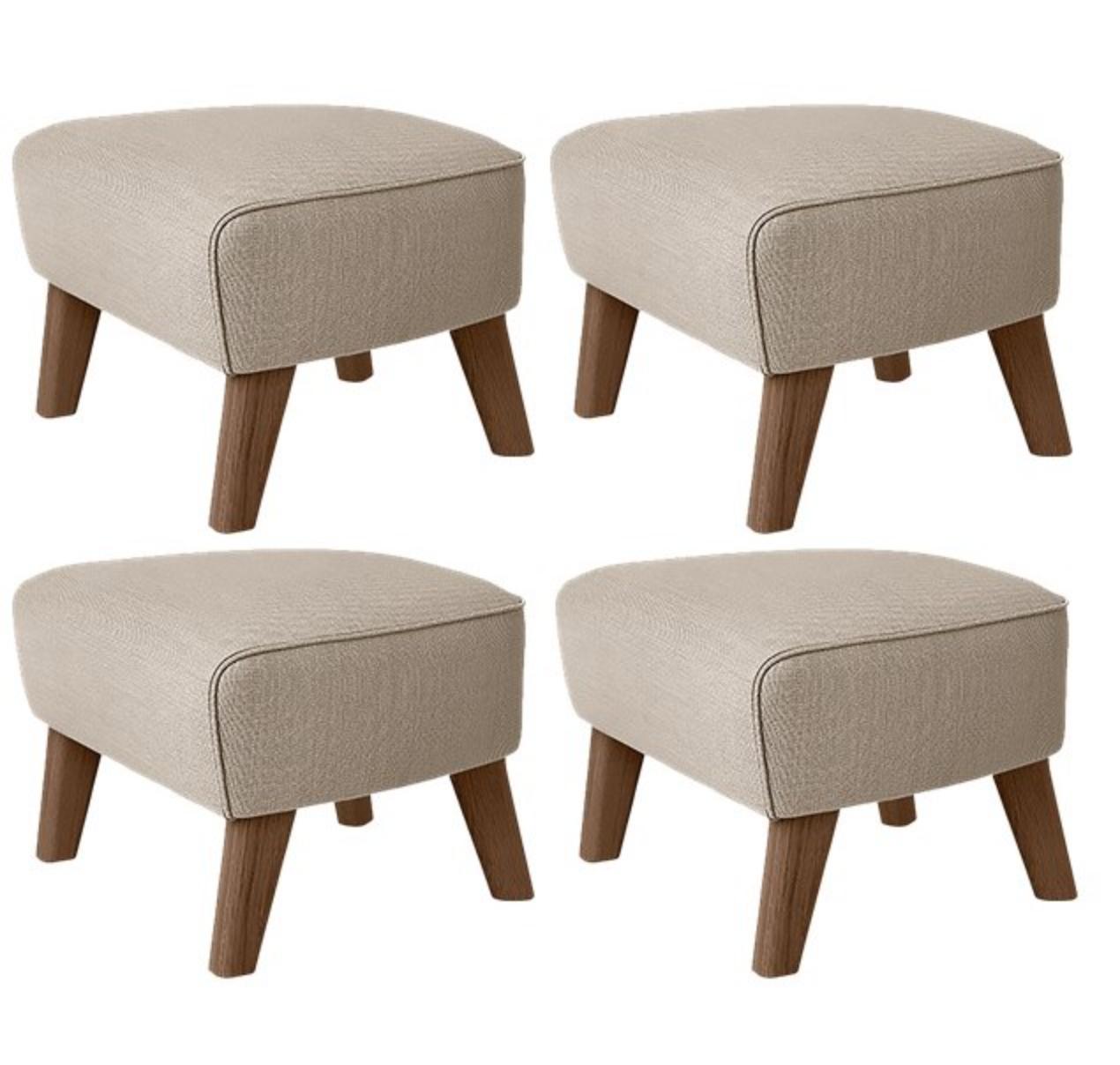 Set of 4 beige and smoked Oak Sahco Zero footstool by Lassen
Dimensions: w 56 x d 58 x h 40 cm 
Materials: Textile
Also Available: Other colors available.

The My Own Chair footstool has been designed in the same spirit as Flemming Lassen’s