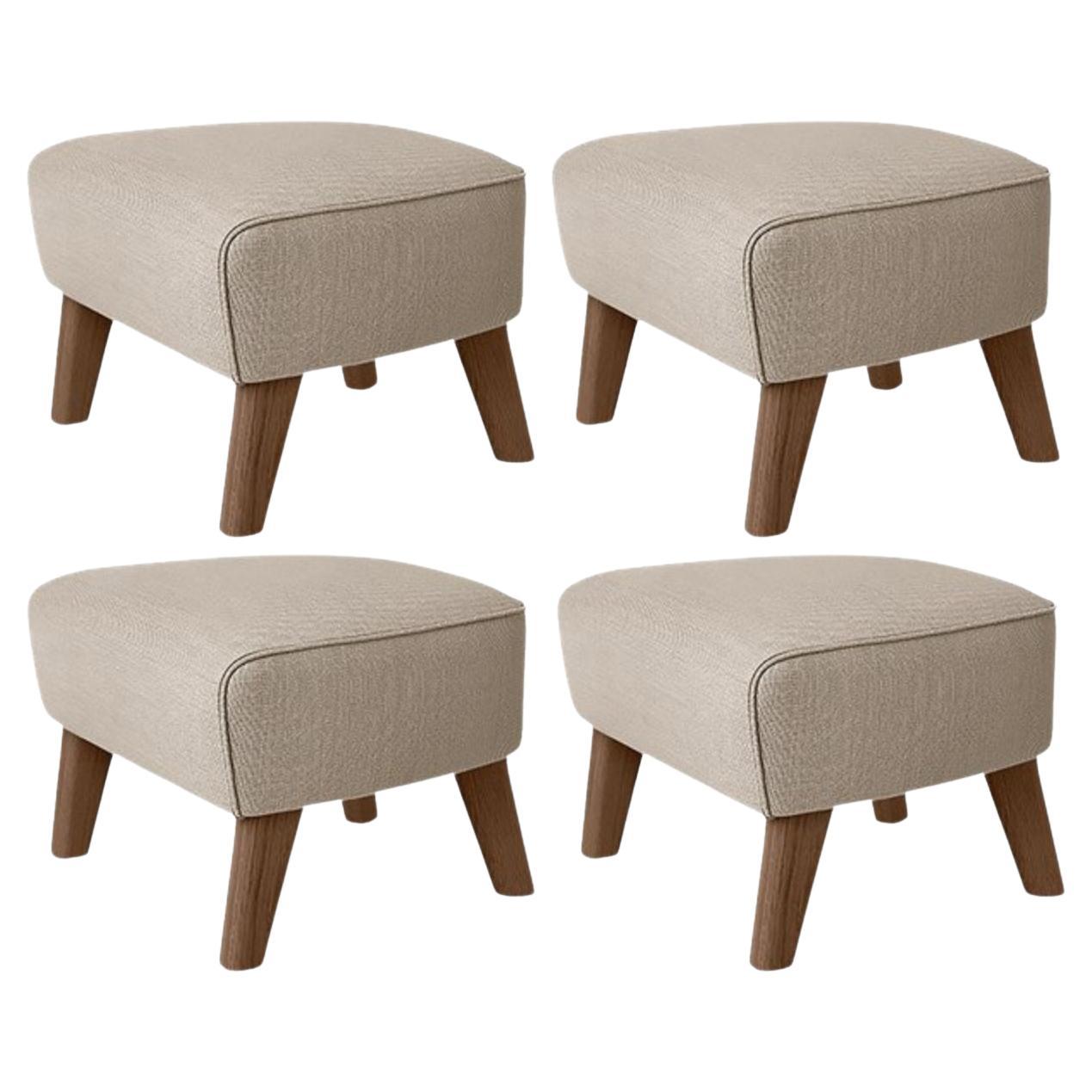 Set of 4 Beige and Smoked Oak Sahco Zero Footstool by Lassen For Sale