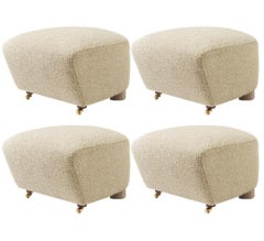 Set of 4 Beige Natural Oak Sahco Zero the Tired Man Footstool by Lassen