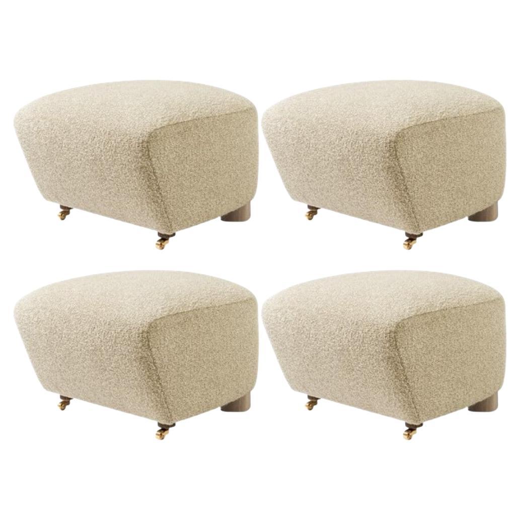 Set of 4 Beige Natural Oak Sahco Zero the Tired Man Footstool by Lassen For Sale