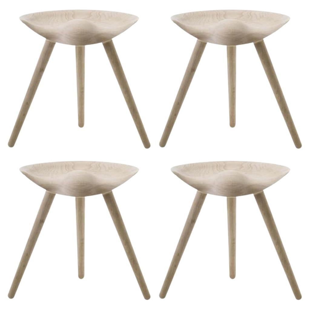 Set of 4 ML 42 Beige Oak Stools by Lassen