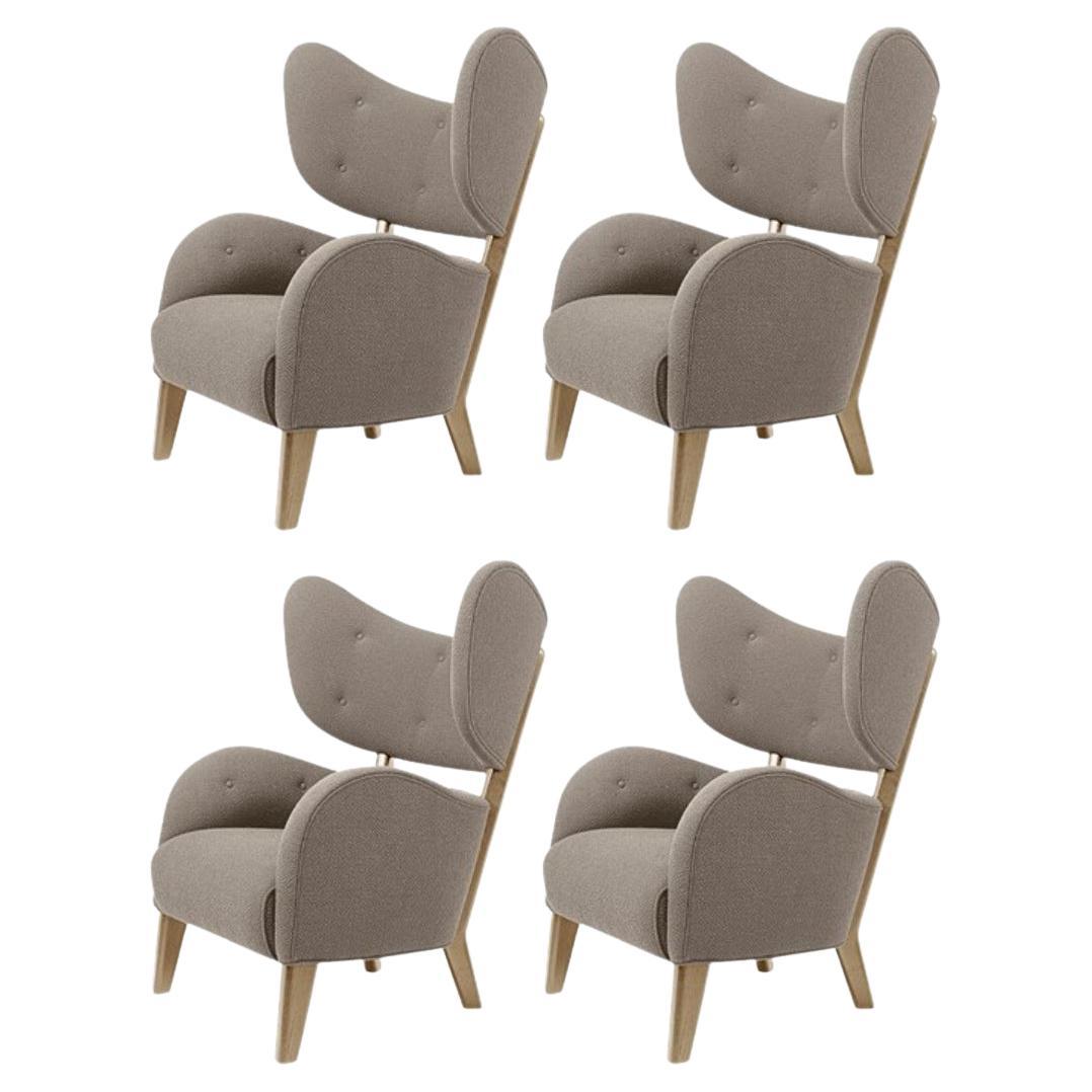 Set Of 4 Beige Raf Simons Vidar 3 Natural Oak My Own Lounge Chairs by Lassen