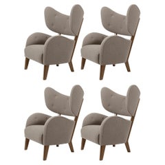 Set of 4 Beige Raf Simons Vidar 3 Smoked Oak My Own Chair Lounge Chair by Lassen