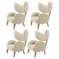 Set of 4 Beige Sahco Zero Natural Oak My Own Chair Lounge Chairs by Lassen