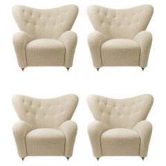 Set Of 4 Beige Sahco Zero The Tired Man Lounge Chairs by Lassen