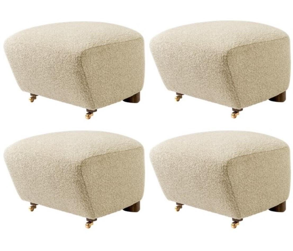 Set of 4 Beige smoked oak sahco zero the tired man footstool by Lassen
Dimensions: W 55 x D 53 x H 36 cm. 
Materials: Textile

Flemming Lassen designed the overstuffed easy chair, The Tired Man, for The Copenhagen Cabinetmakers’ Guild