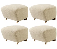Set of 4 Beige Smoked Oak Sahco Zero the Tired Man Footstool by Lassen