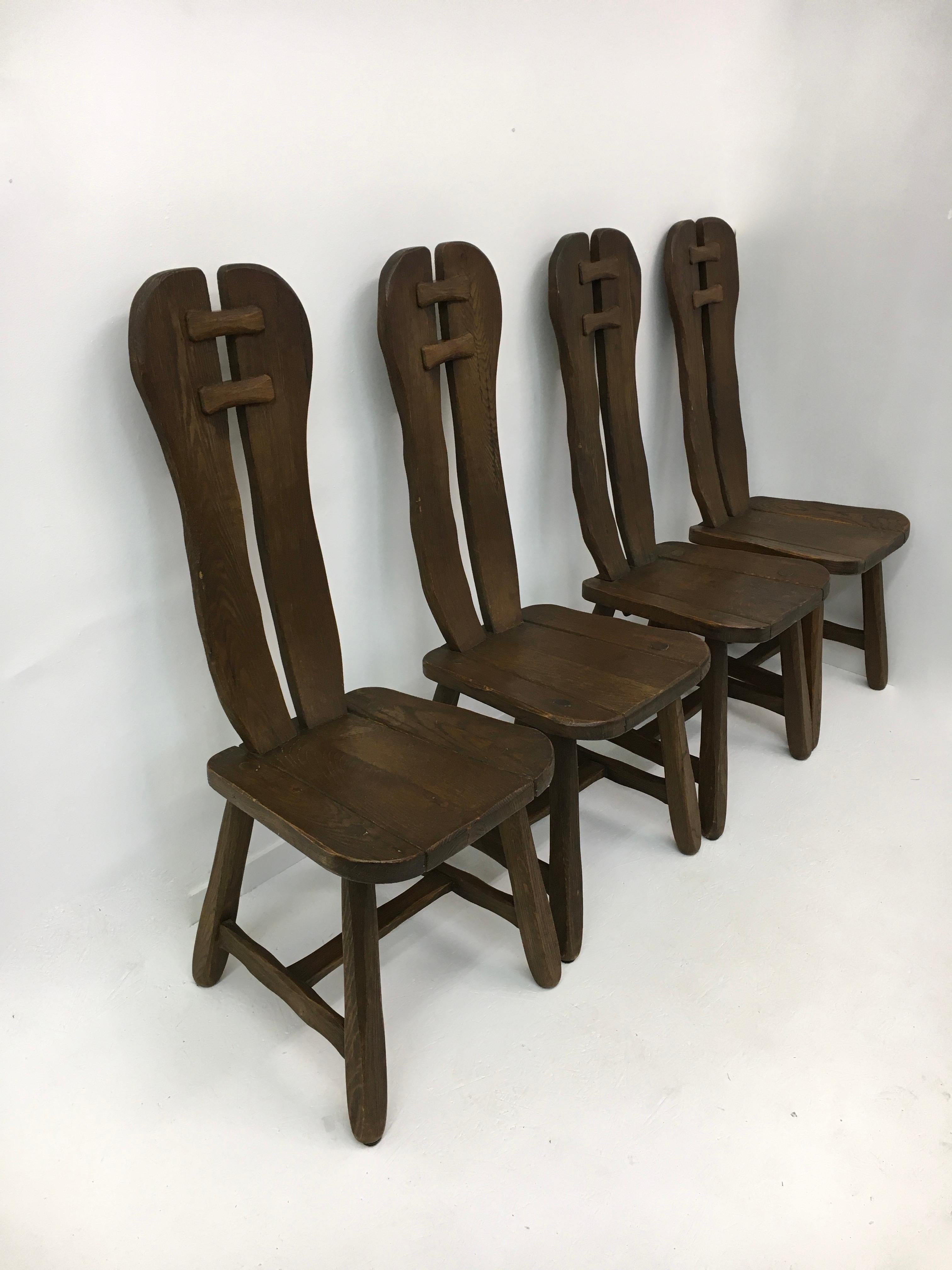 Set of 4 Belgian Brutalist Dining Chairs from De Puydt, 1970’s For Sale 9