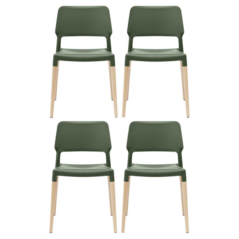 Set of Olive Beech Wood Belloch Contemporary Dining Chair by