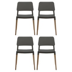 Set of 4 Dark Grey Beechwood Belloch Dining Chair by Lagranja Design