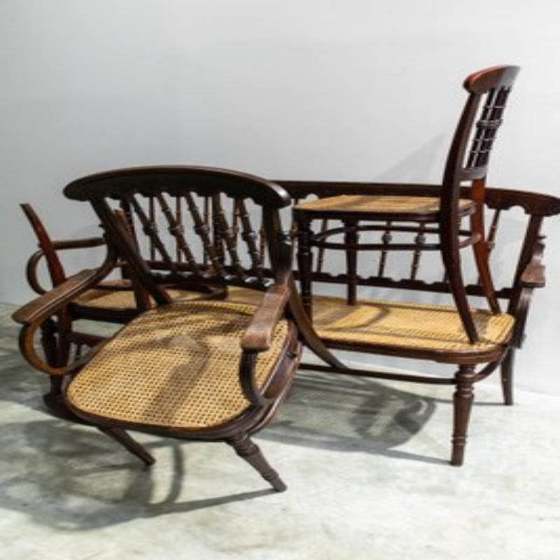 20ième siècle Ensemble de 4 bancs et chaises par Jacob Josef Rohn, Vienne, années 1930 en vente
