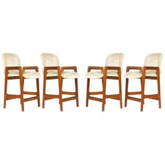 Set of 4 Benny Linden 'Danish Modern' Teak Counter or Bar Stools