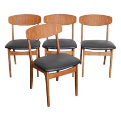 Set of 4 Bent Teak Back Danish 1950s Dinning Chairs