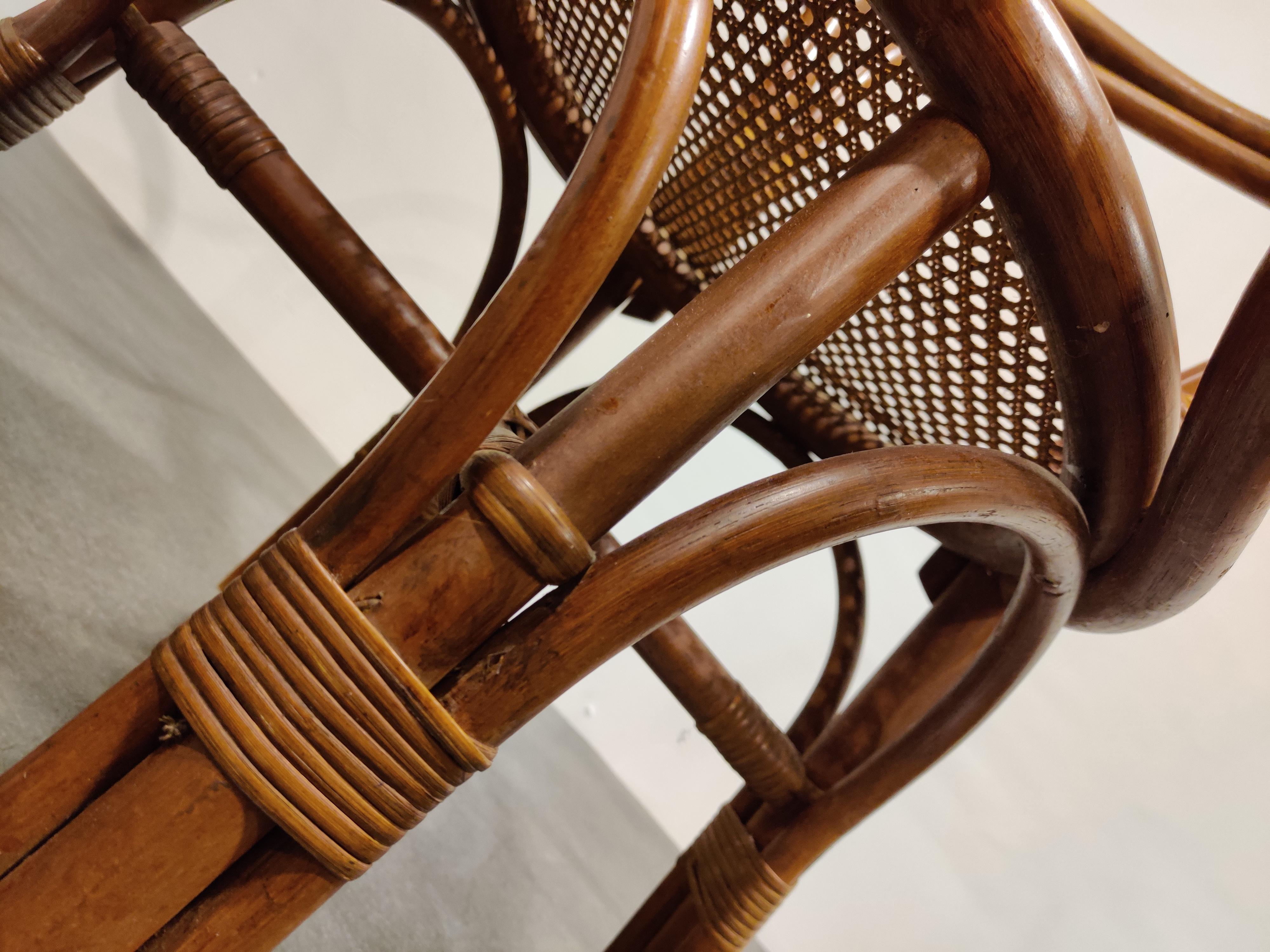 Set of 4 Bentwood and Rattan Dining Chairs, 1960s 1