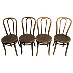 Set of 4 Bentwood Cafe Chairs Attributed to Thonet