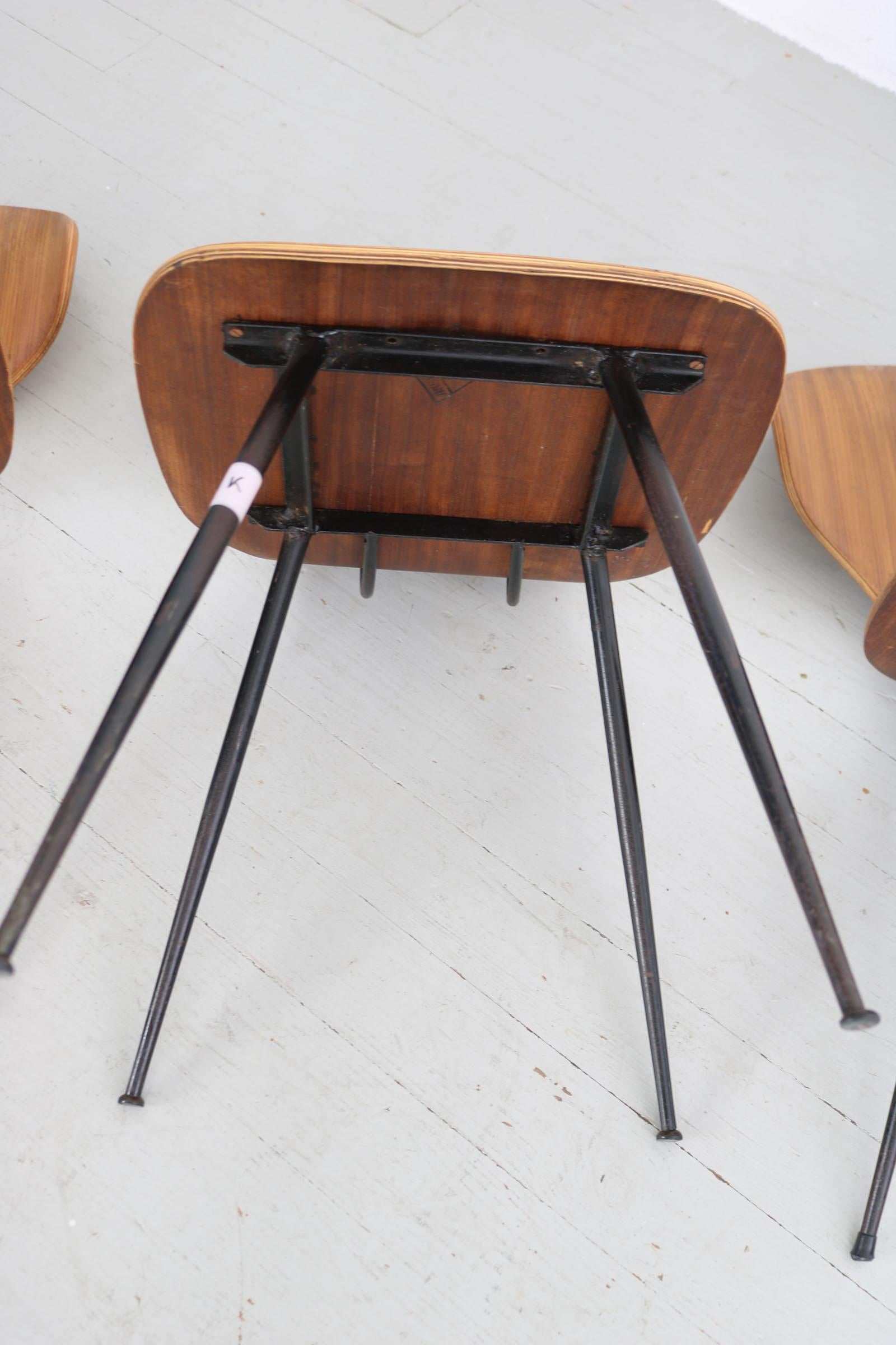 Ensemble de 4 chaises en bois cintré Carlo Ratti, Industria Legni Curvati, Italie  1950s. en vente 6