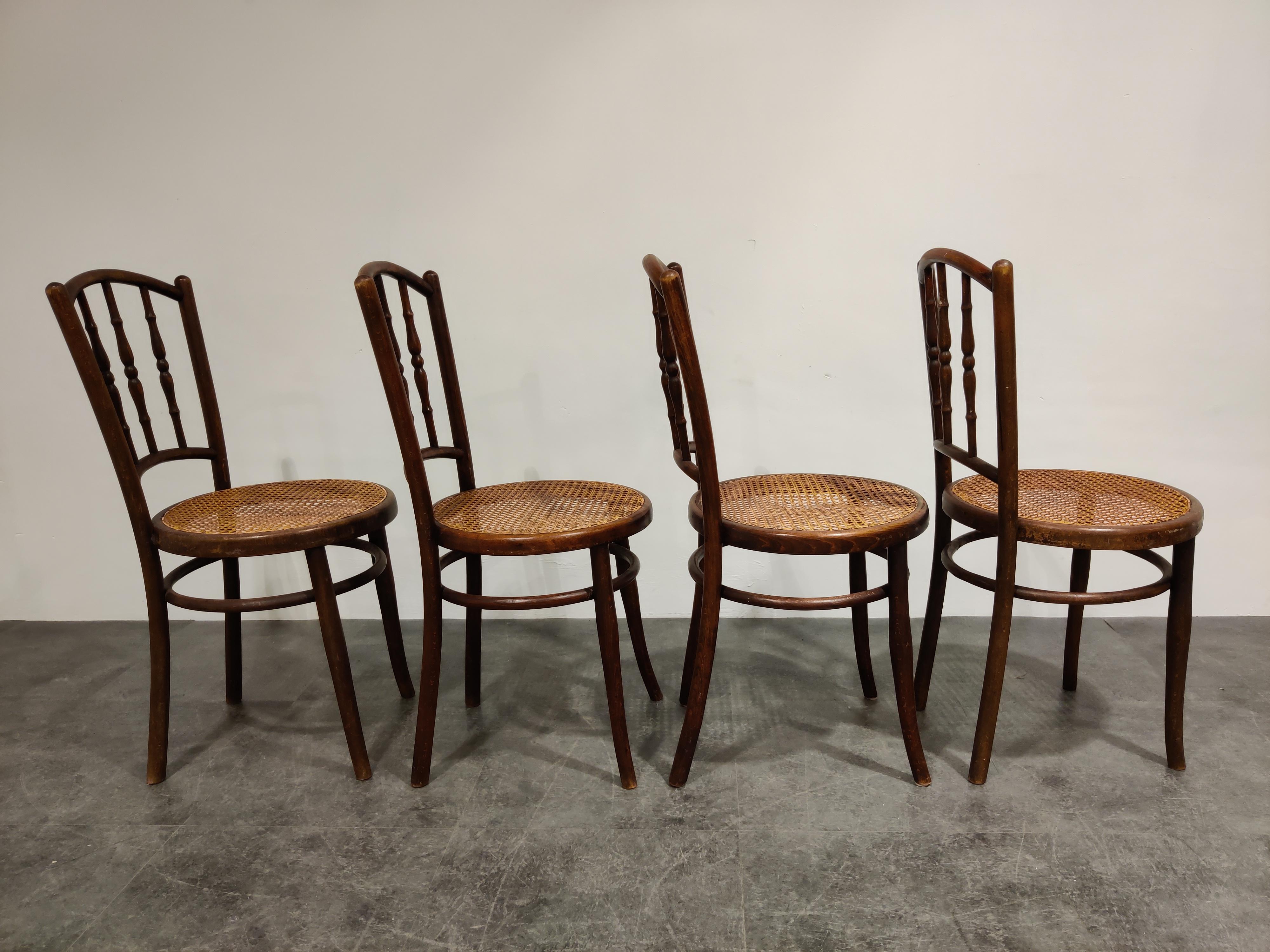 Austrian Set of 4 Bentwood Chairs by Jacob U. Josef Kohn, 1920s