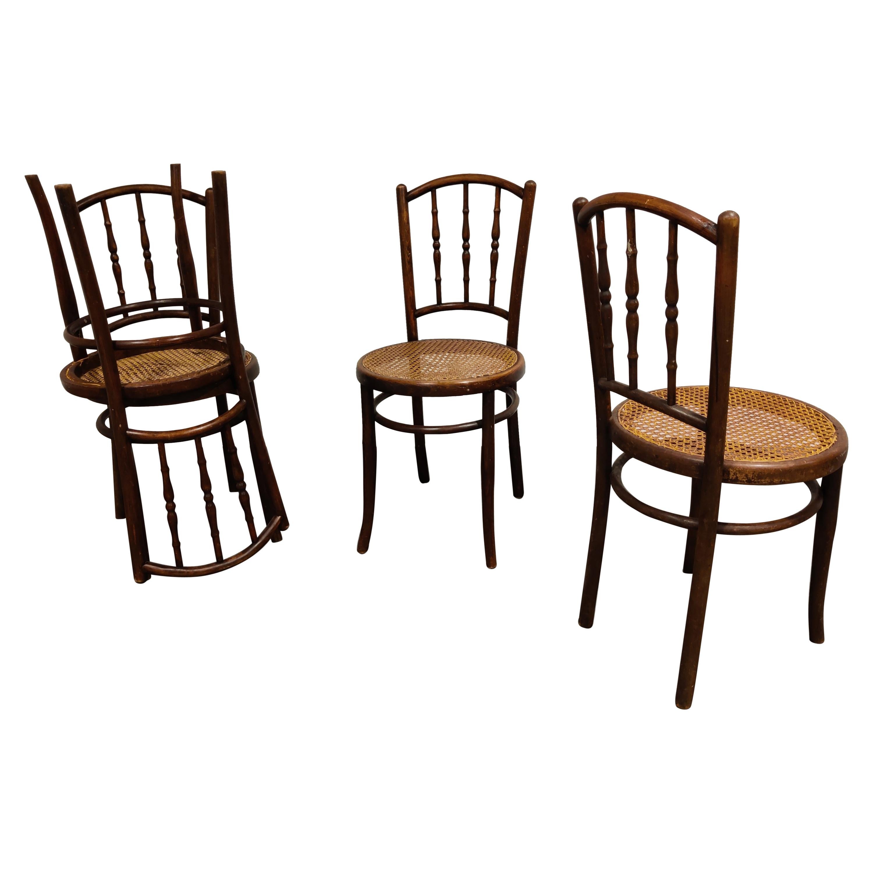 Set of 4 Bentwood Chairs by Jacob U. Josef Kohn, 1920s