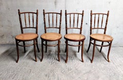 Set of 4 Bentwood Chairs by Jacob U. Josef Kohn, 1930s Austria