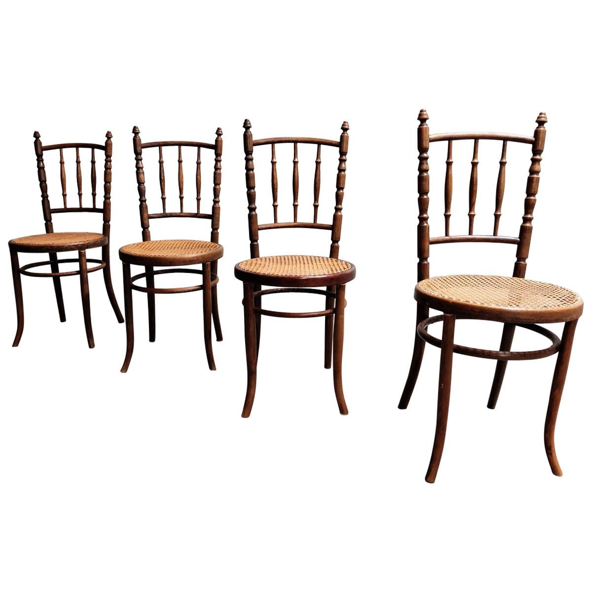 Set of 4 Bentwood Chairs by Jacob U. Josef Kohn, 1930s Austria