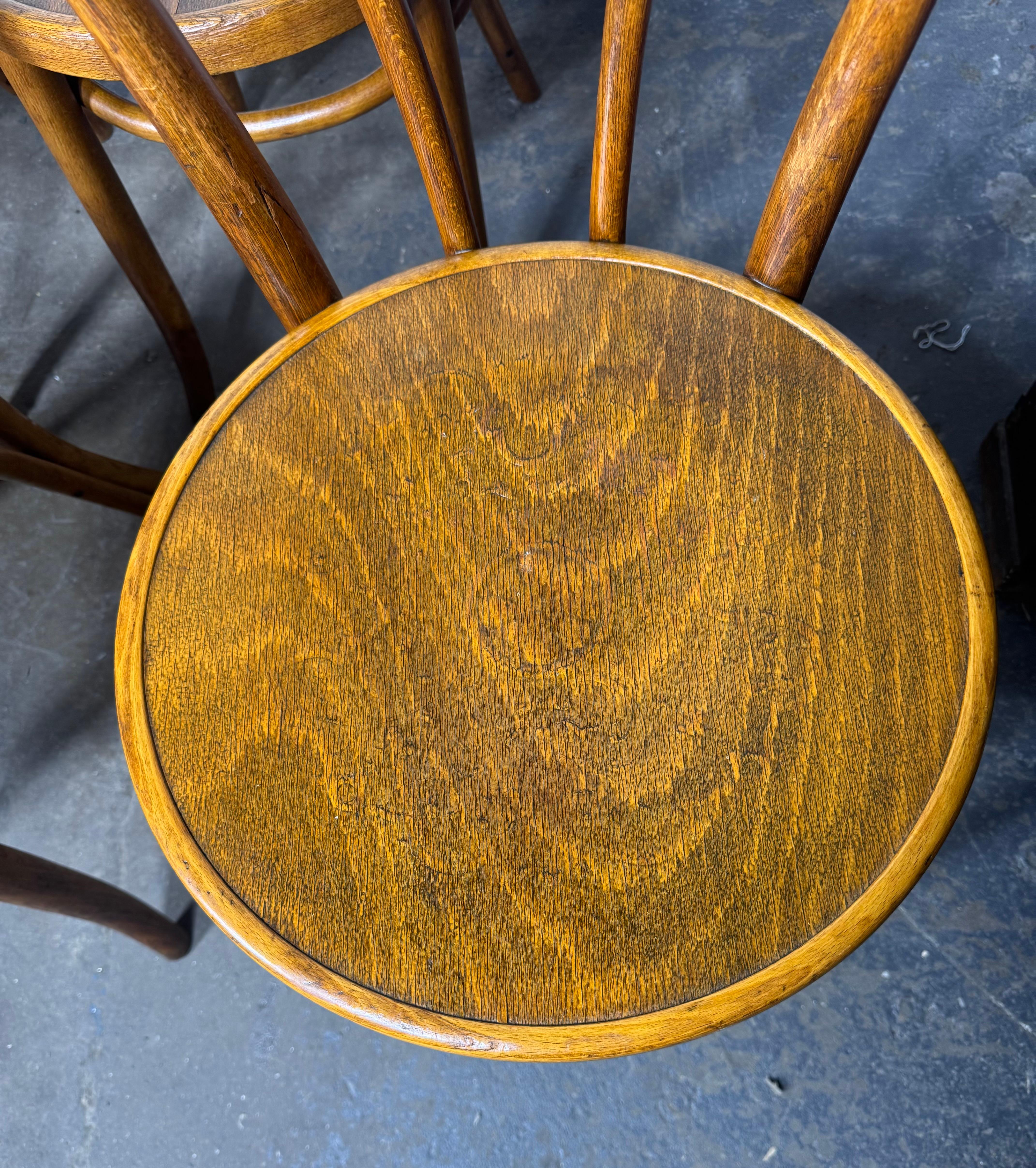 4er Set Bugholz-Esszimmerstühle EMBOSSED SEATS Made in Austria by Thonet (Frühes 20. Jahrhundert) im Angebot